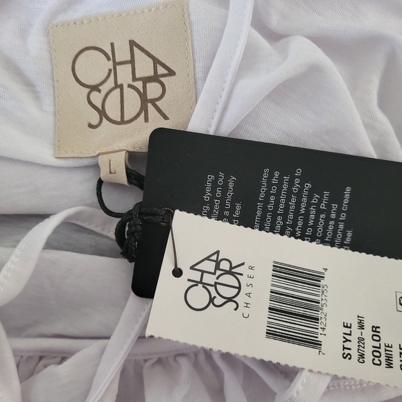💕Chaser White Cross Back Spahgetti Strap Tank With Ruffles Size L New - Picture 6 of 6